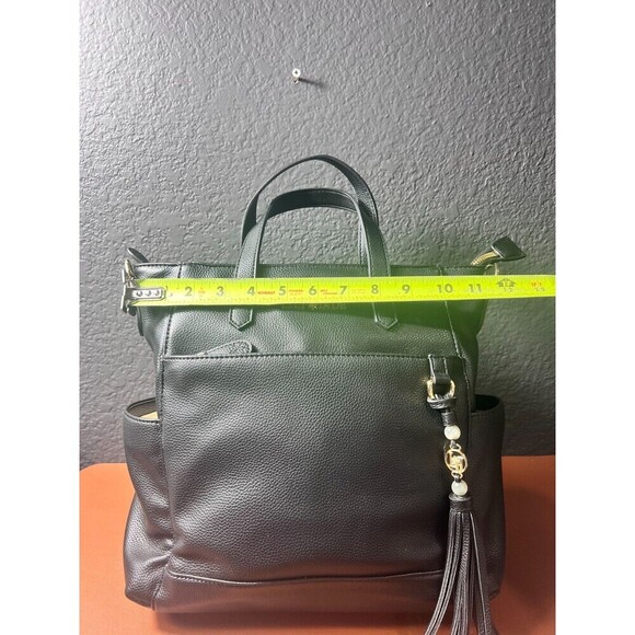Lily Jade Brittany Convertible Tote Diaper Bag Black Vegan Leather Tassel Travel - Picture 16 of 16